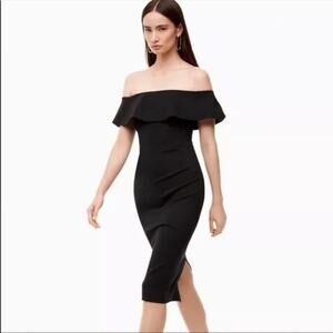Babaton Rusian Black Off Shoulder Black Bodycon Dress size 6